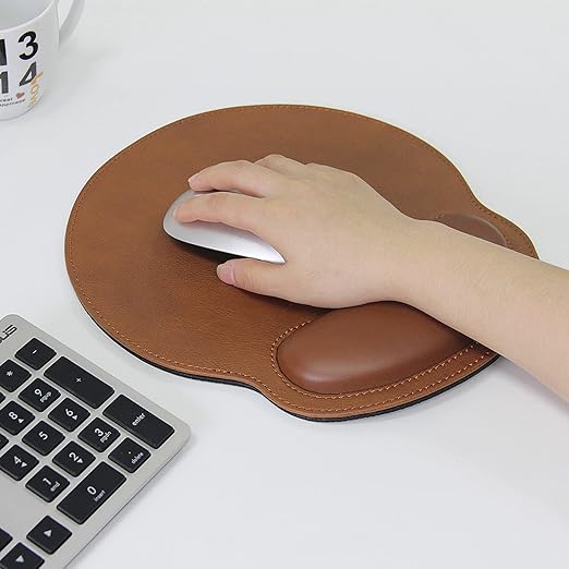 Personalized PU Leather Mousepad with Wrist Rest
