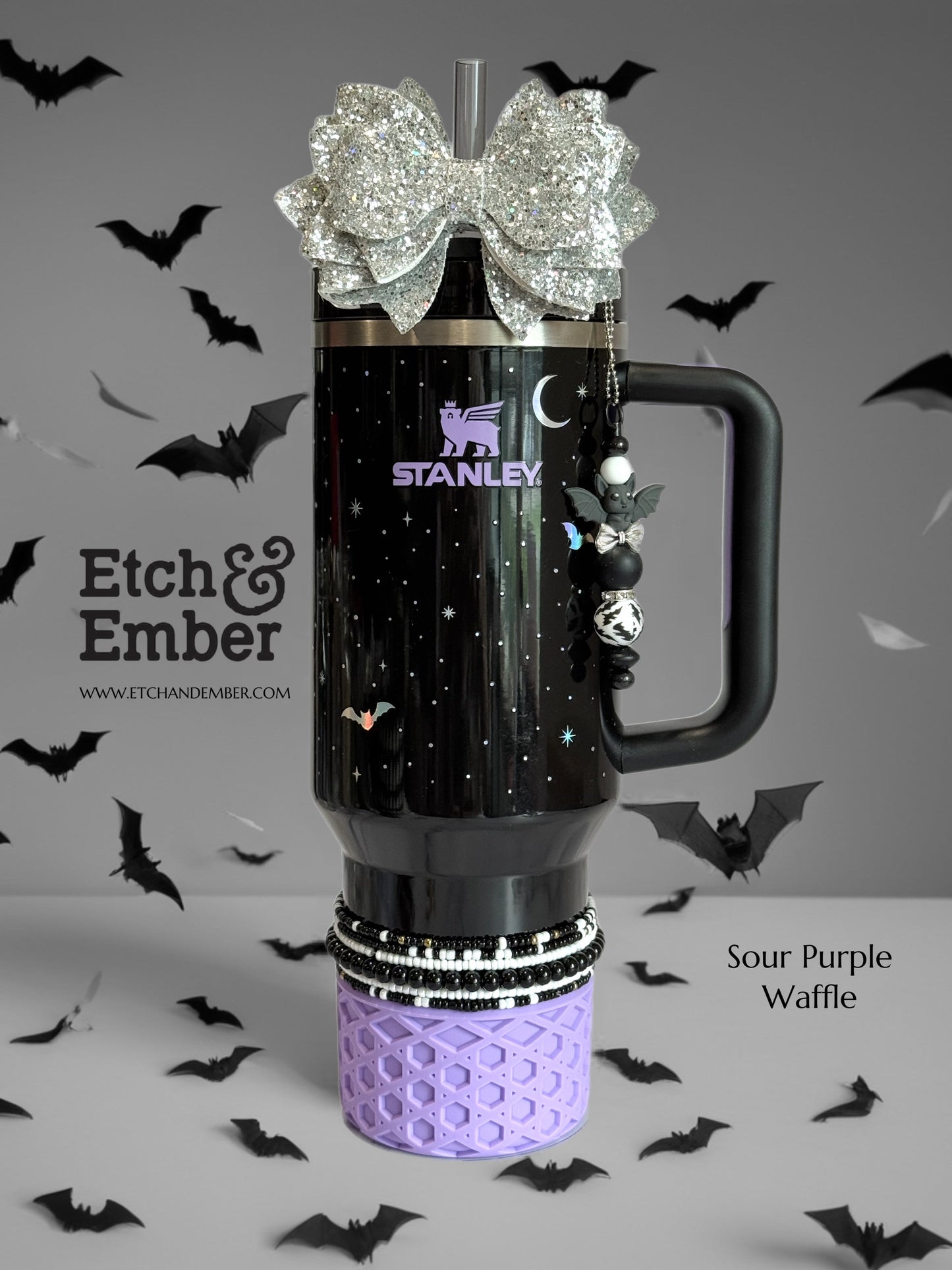 SILVER Glitter Tumbler Bow