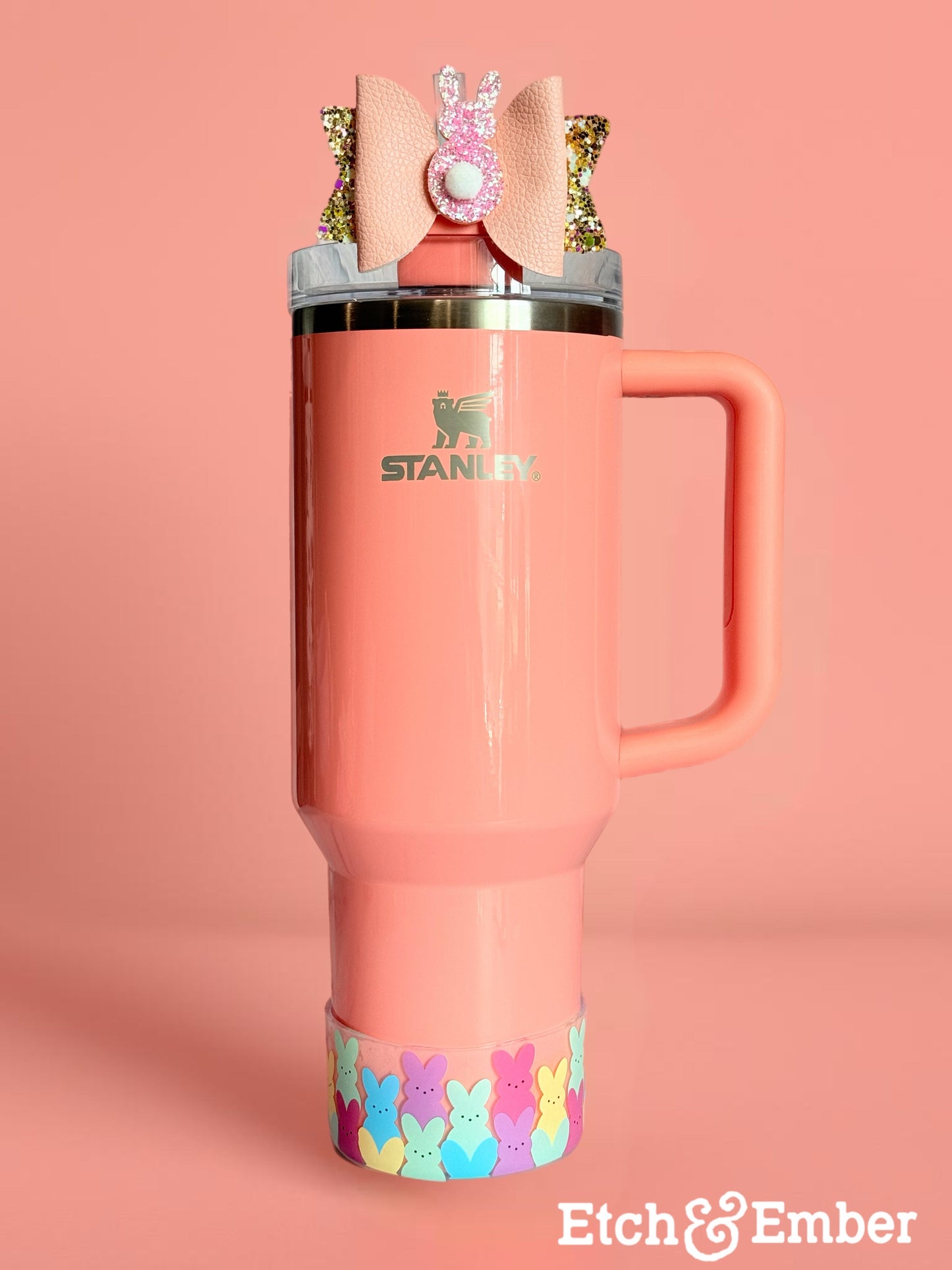 Peachy Pink Peeps Tumbler Bow
