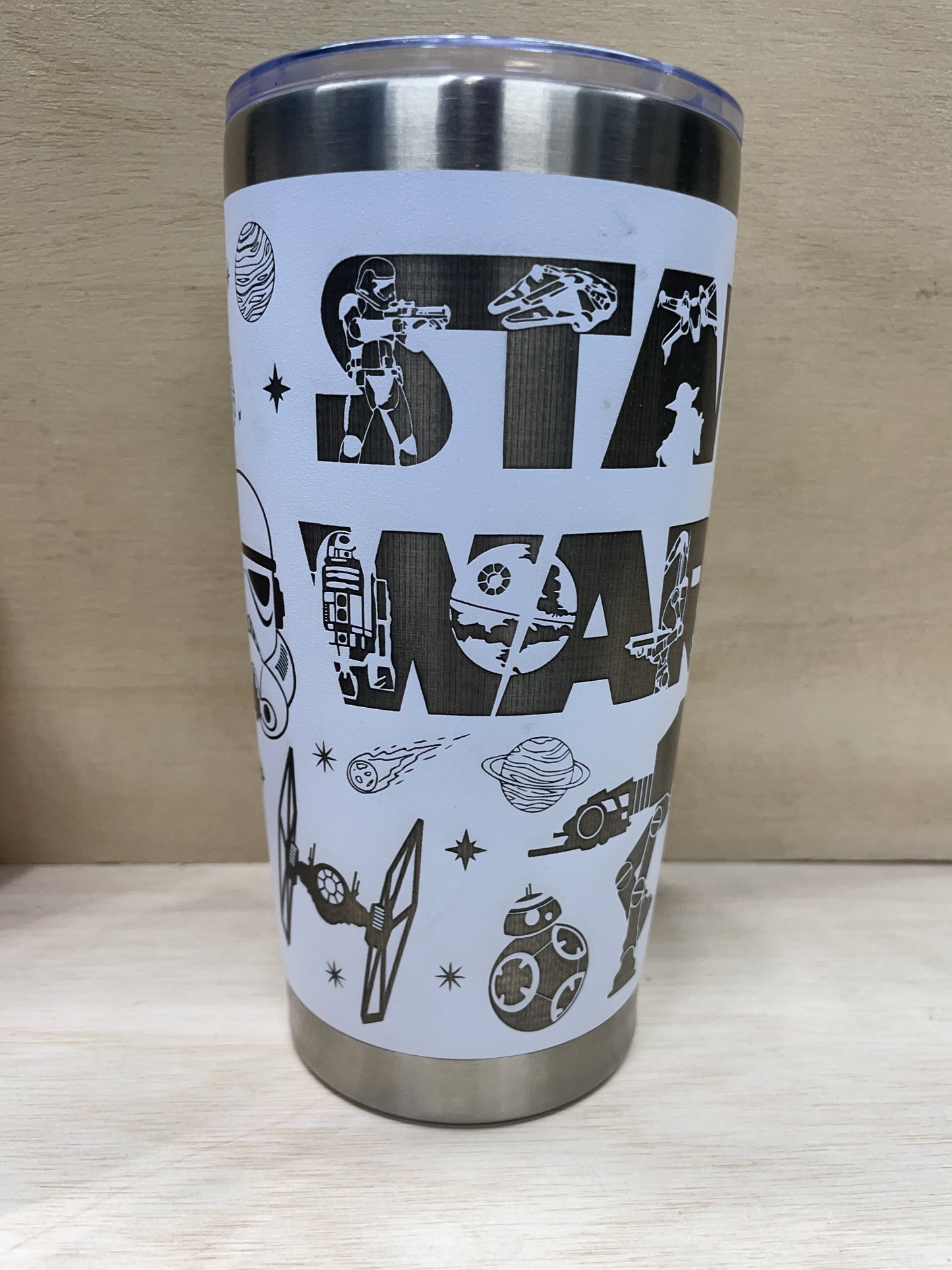 Space Battle Laser Engraved Travel Tumbler - Clearance
