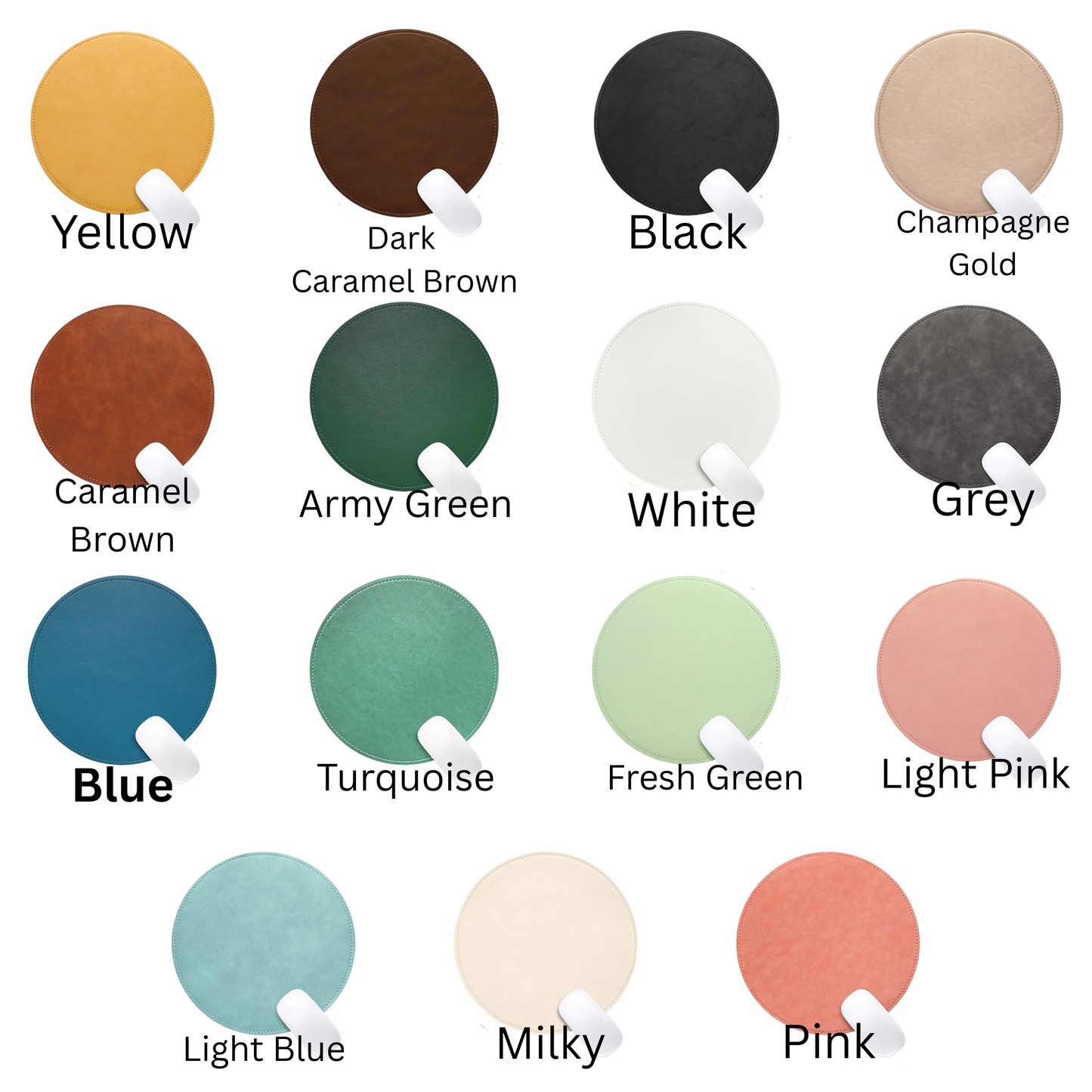 Personalized PU Leather Mousepad – Round or Rectangle