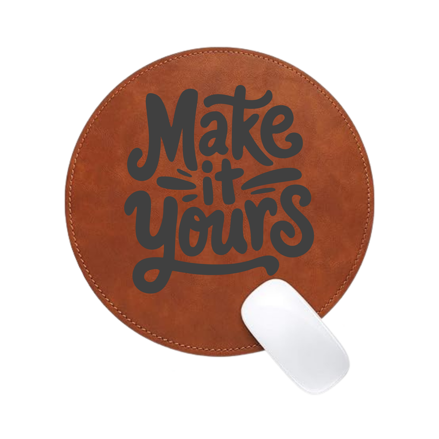 Personalized PU Leather Mousepad – Round or Rectangle