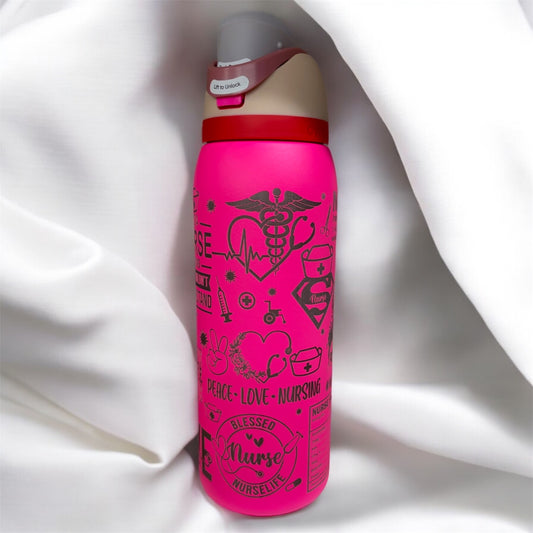 Nurse RN Themed Laser Engraved Owala Bottle - RN CNA Doctor Medical Professional Hospital Worker