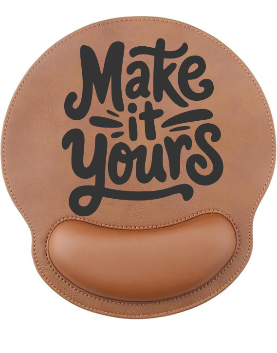 Personalized PU Leather Mousepad with Wrist Rest