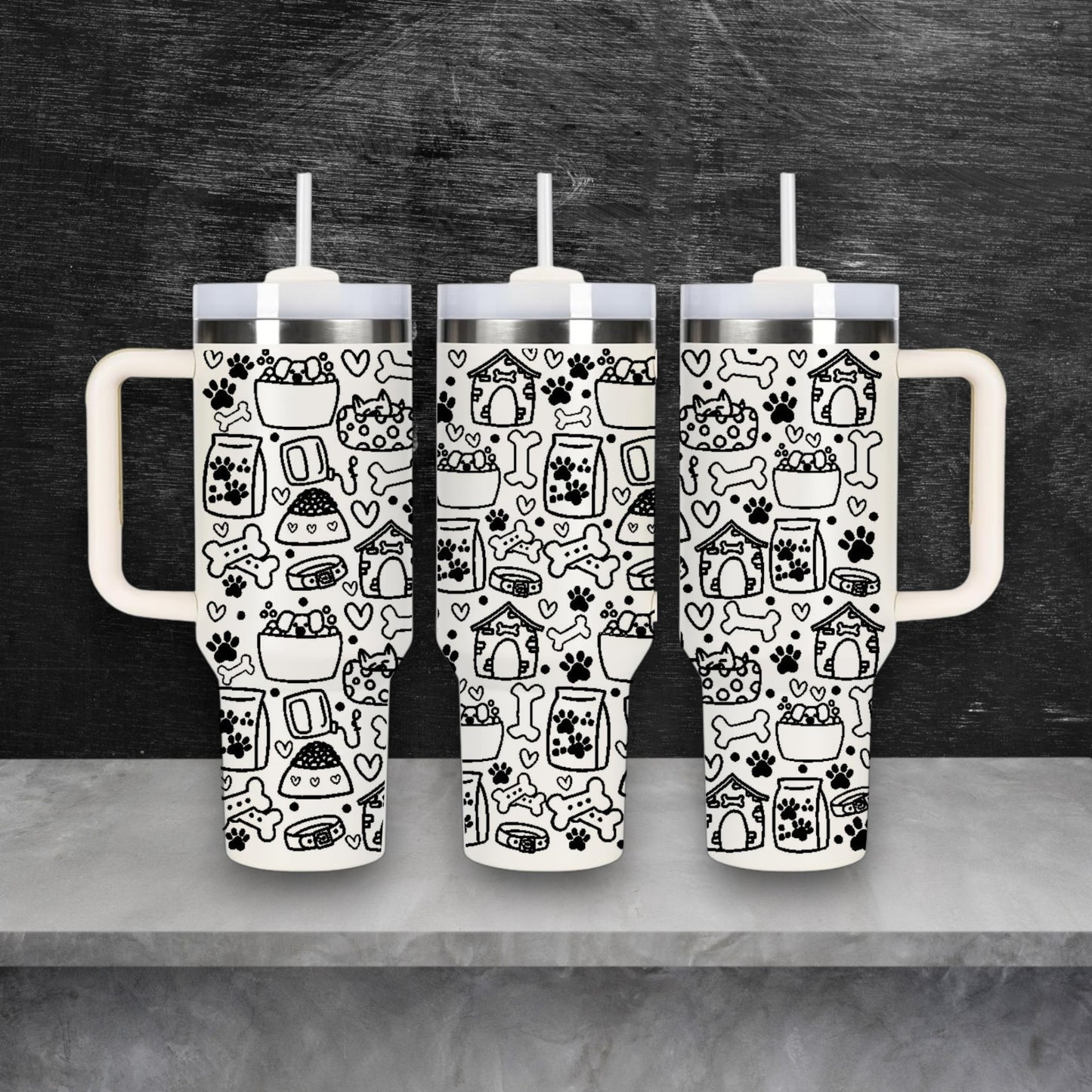 Puppy Dog Themed Laser Engraved Stanley Quencher