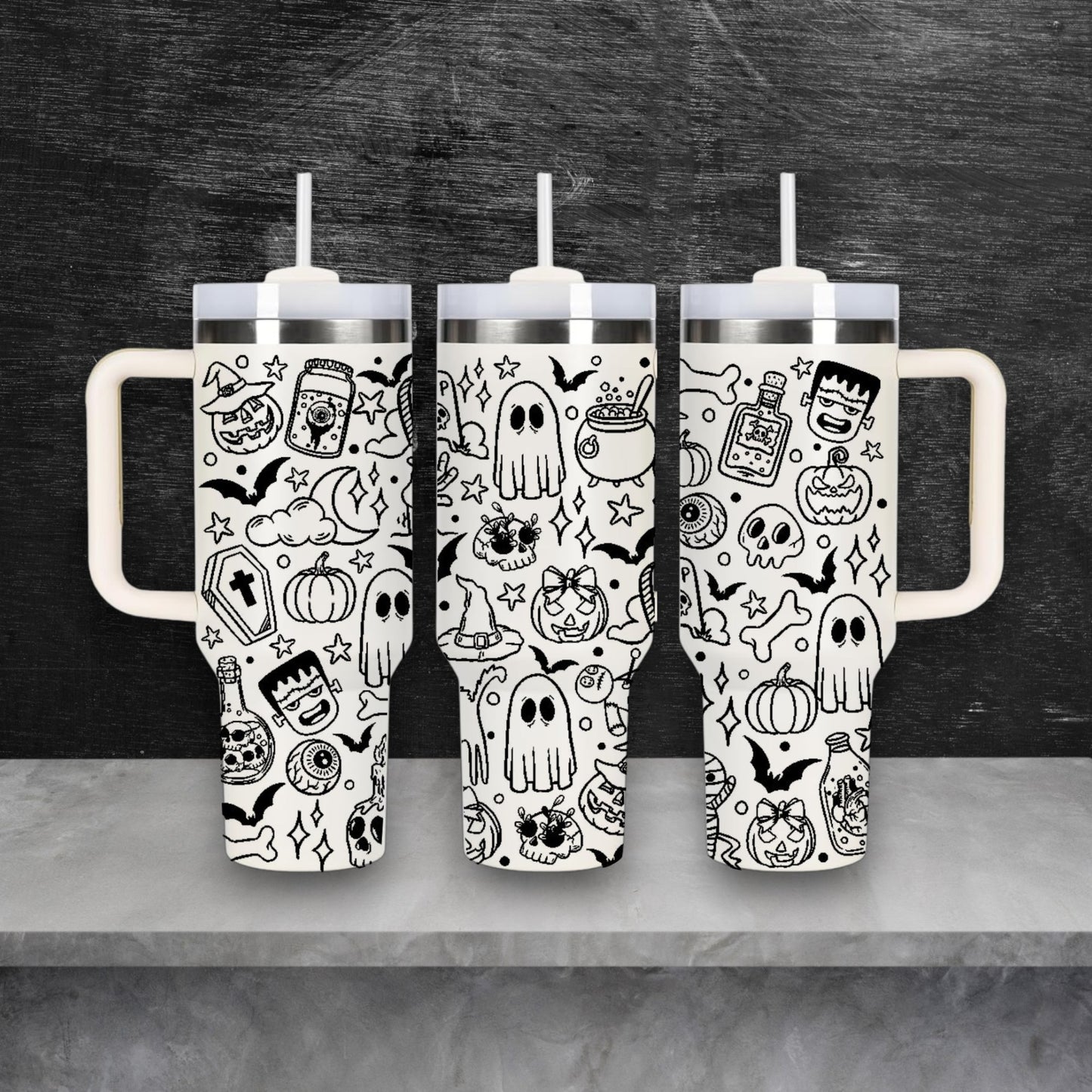 Halloween Doodles Laser Engraved Stanley Quencher