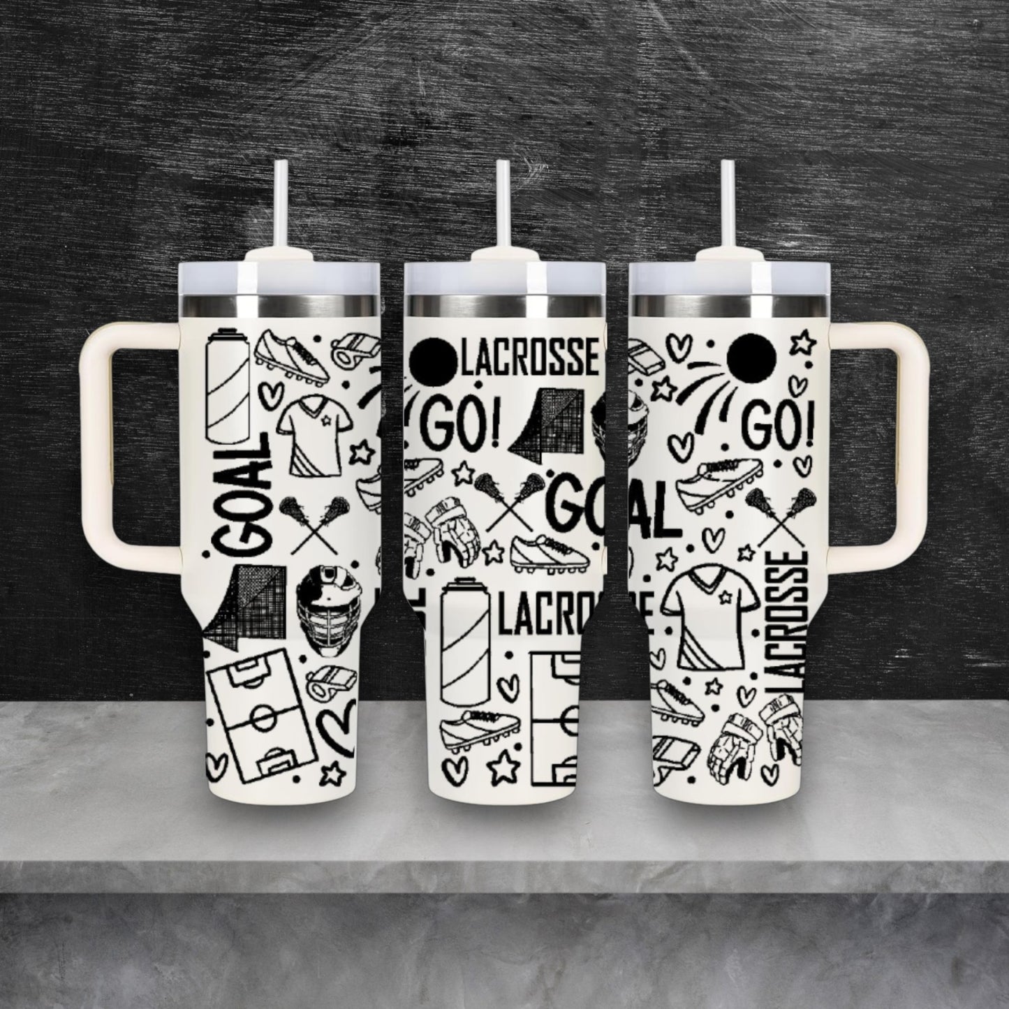 Lacrosse Sports Themed Laser Engraved Stanley Quencher