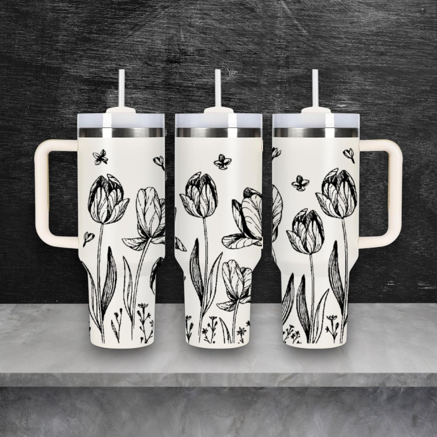 Tulip Floral Springtime Laser Engraved Stanley Quencher