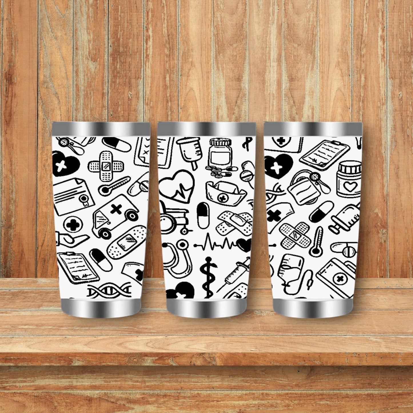 Medical Nurse Doctor Doodles Laser Engraved Travel Tumblers (Yeti)