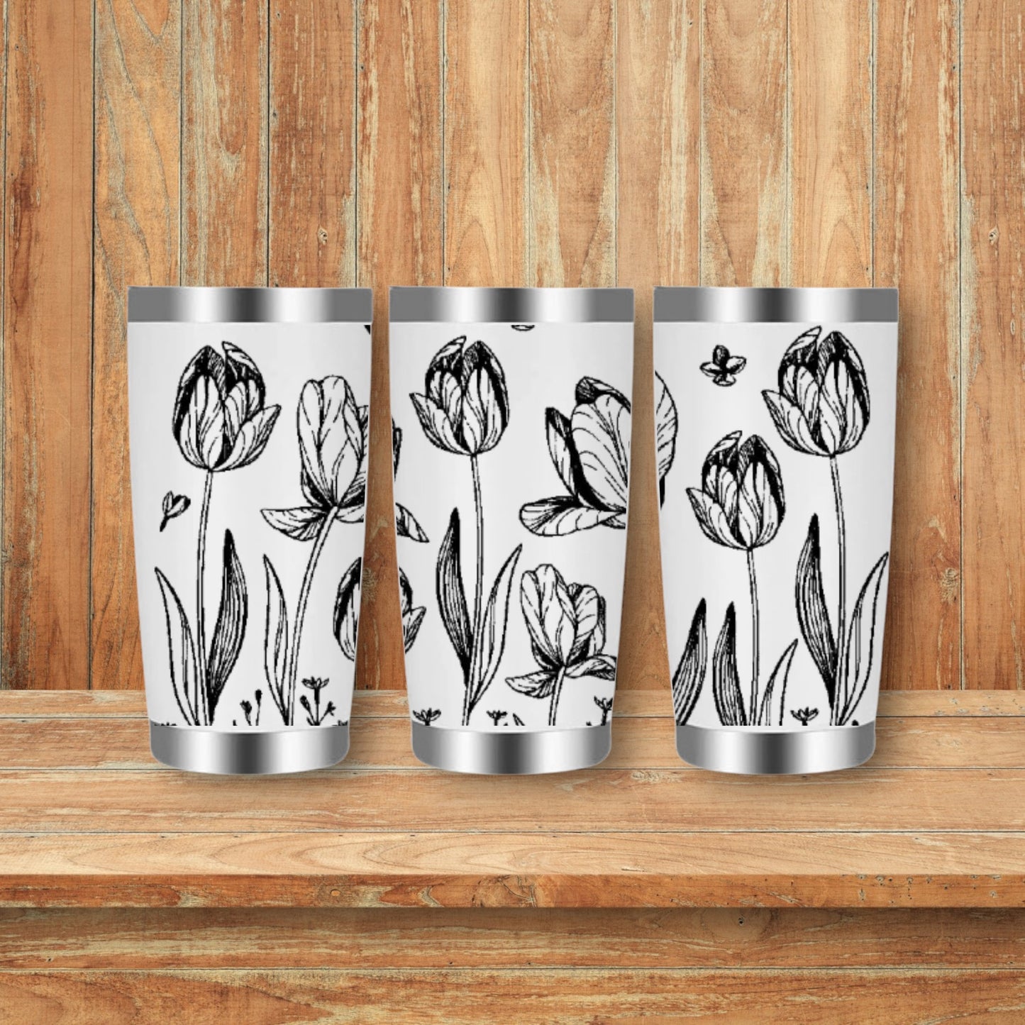 Springtime Tulips Floral Laser Engraved Travel Tumblers (Yeti)
