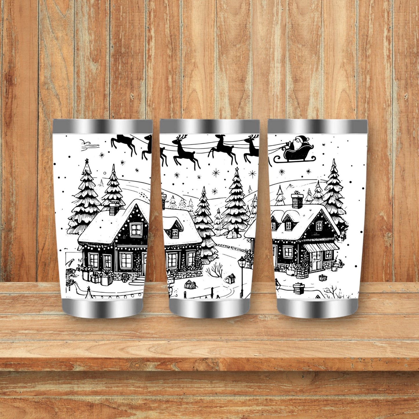 Winter Christmas Village Laser Engraved Travel Tumblers (Yeti)