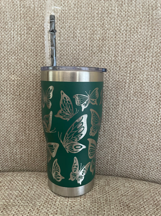 Laser Engraved Butterfly Tumbler