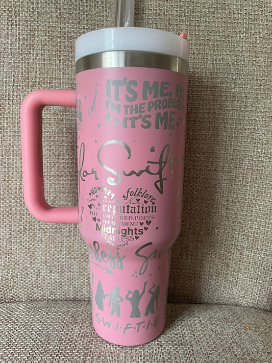 Laser Engraved Taylor Swift 40oz Tumbler w/ Straws