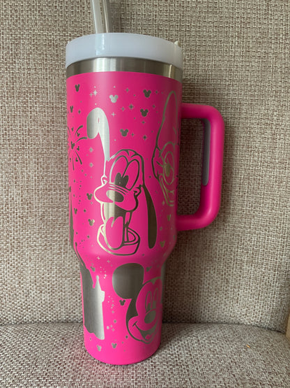 Laser Engraved Mickey & Friends 40oz Tumbler w/ Straws