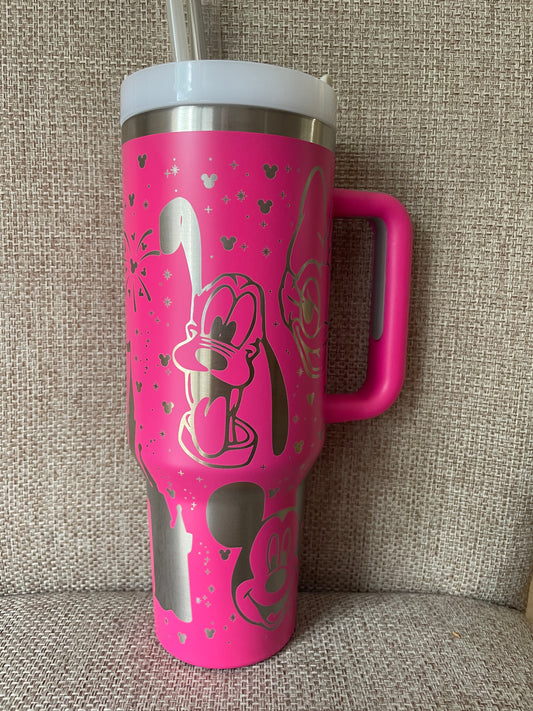 Laser Engraved Mickey & Friends 40oz Tumbler w/ Straws