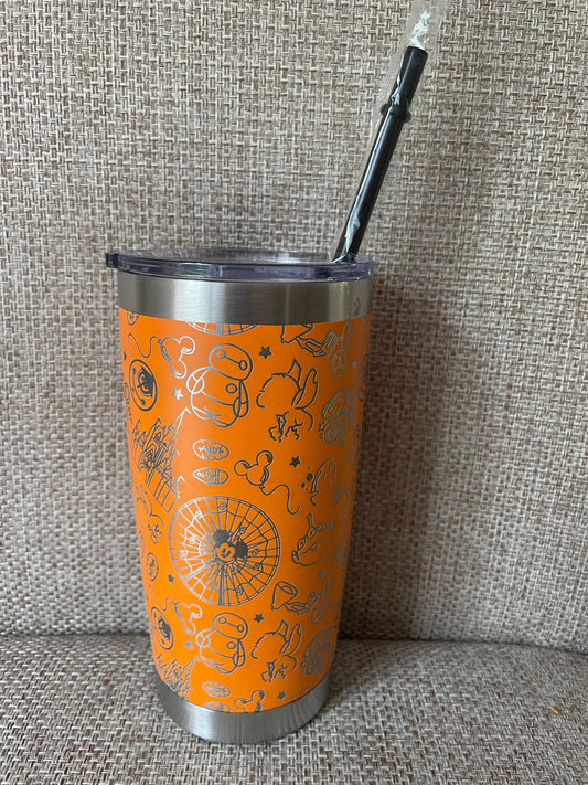 Laser Engraved Disney Doodles Tumbler