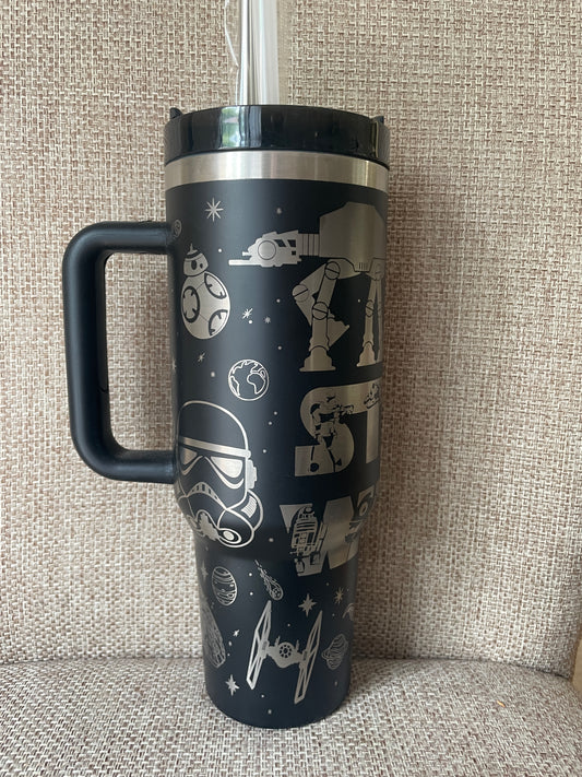 Laser Engraved Star Wars 40oz Tumbler w/ Straws