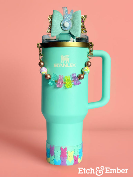 Teal Peeps Tumbler Bow