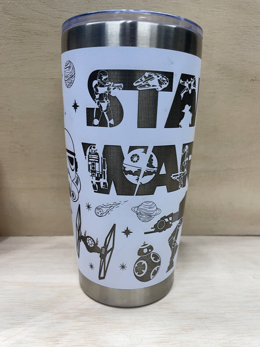 Space Battle Laser Engraved Travel Tumbler - Clearance