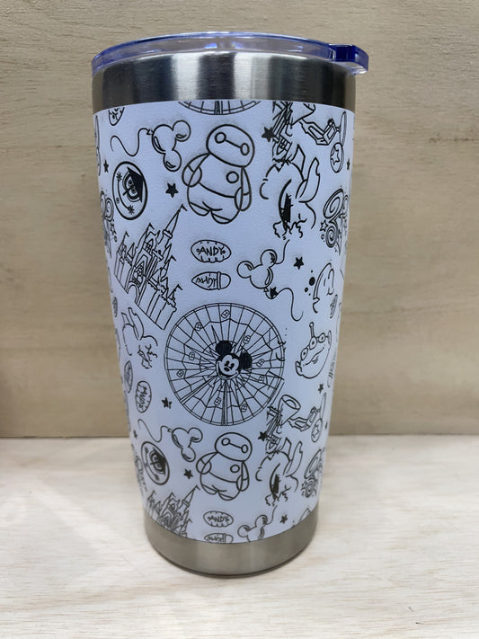Happiest Place on Earth Doodles - Laser Engraved Travel Tumbler - Clearance