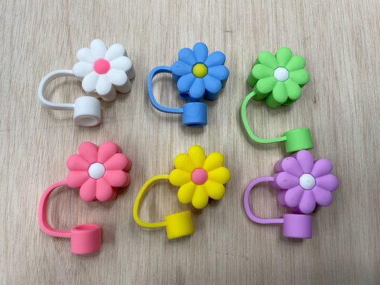 Colorful Flower Silicone Straw Cap