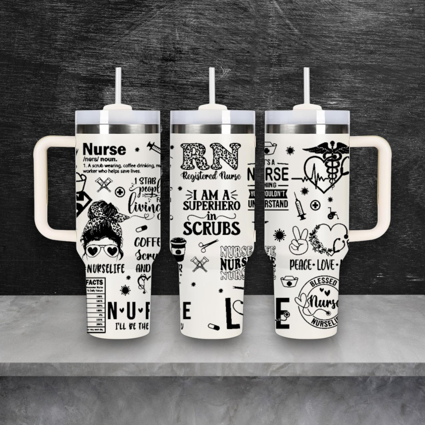 Nurse RN Themed Laser Engraved Stanley Quencher
