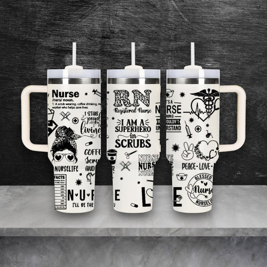 Nurse RN Themed Laser Engraved Stanley Quencher