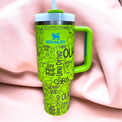 Baseball Sports Doodles Laser Engraved Owala Bottle