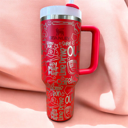 Baseball Sports Doodles Laser Engraved Owala Bottle