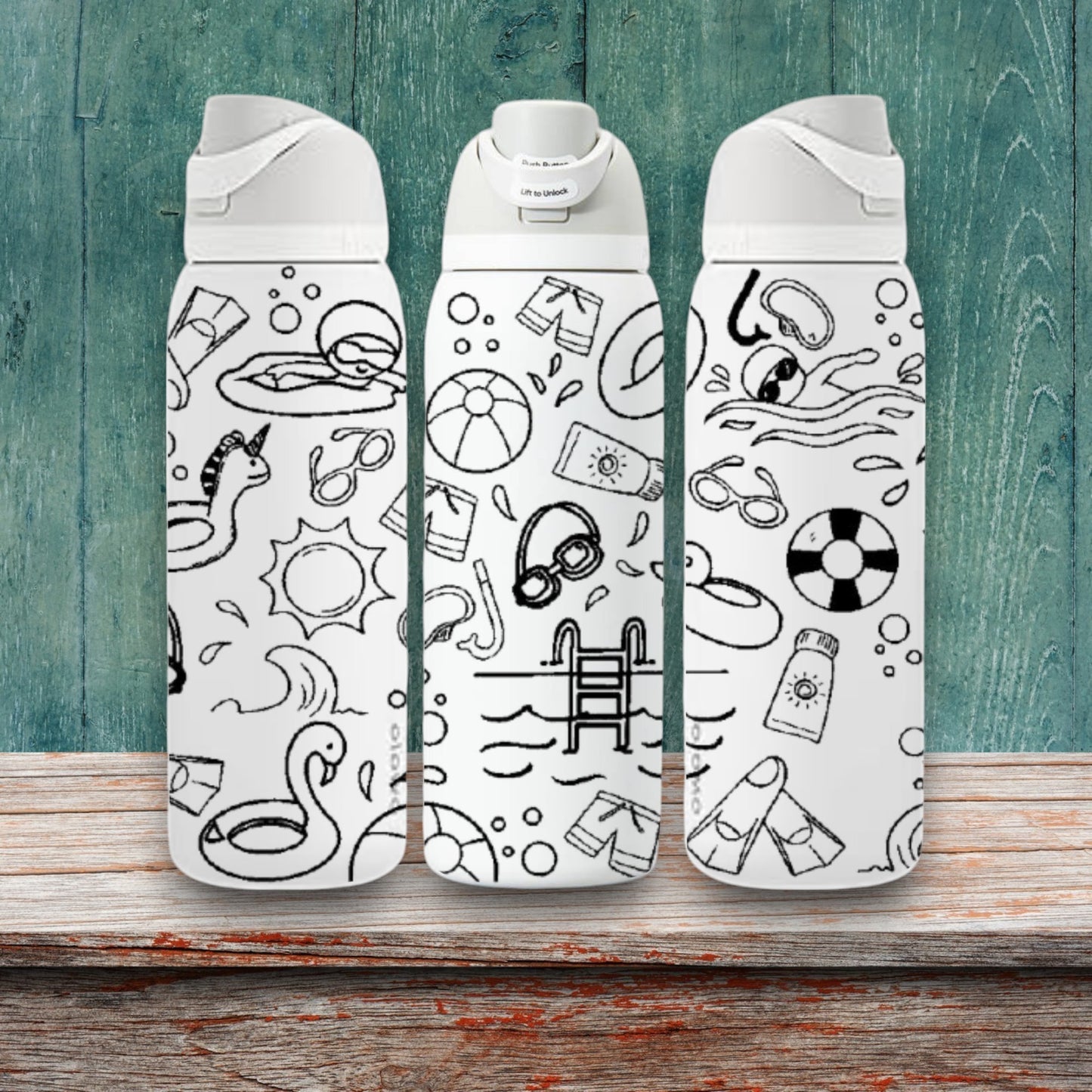Swim Doodles Laser Engraved Owala Bottle