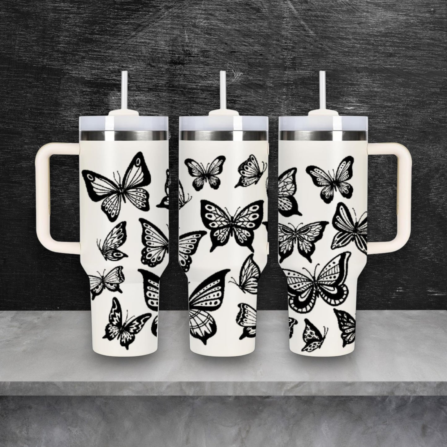 Butterfly Laser Engraved Stanley Quencher
