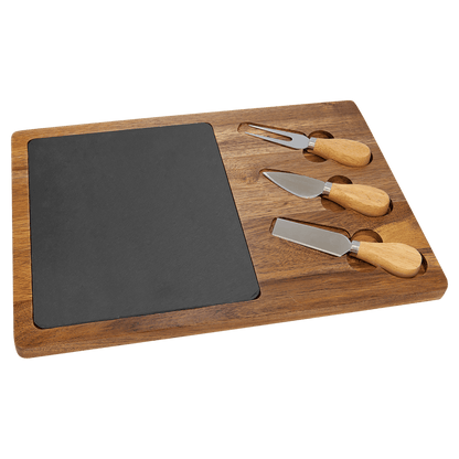 Personalized Wood/Slate Cheeseboard with Tools