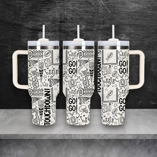 Football Sports Themed Laser Engraved Stanley Quencher
