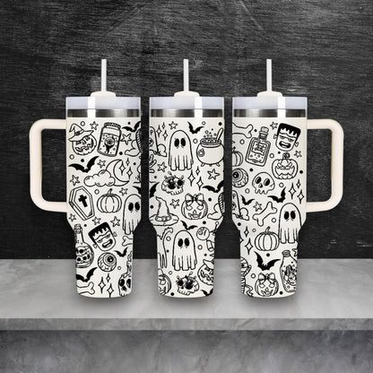 Halloween Doodles Laser Engraved Stanley Quencher