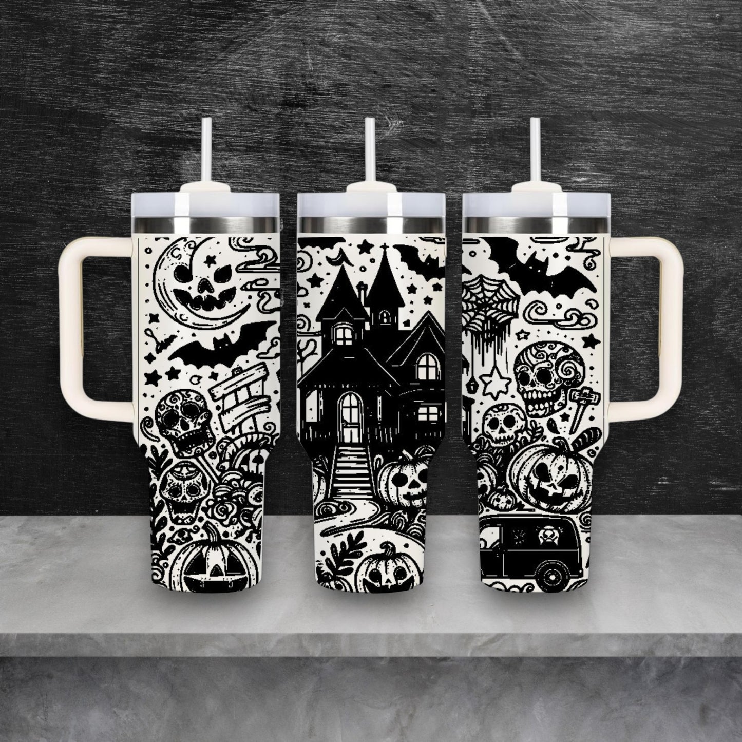 Scary Haunted House Laser Engraved Stanley Quencher