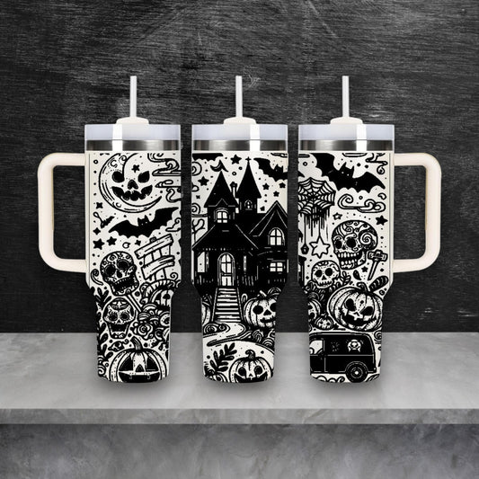 Scary Haunted House Laser Engraved Stanley Quencher