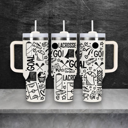 Lacrosse Sports Themed Laser Engraved Stanley Quencher