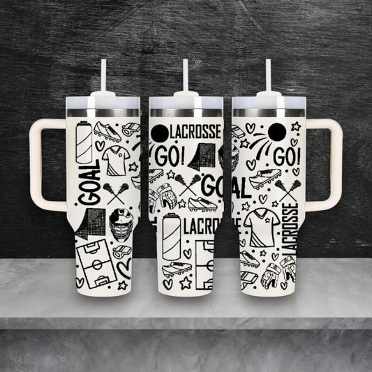 Lacrosse Sports Themed Laser Engraved Stanley Quencher