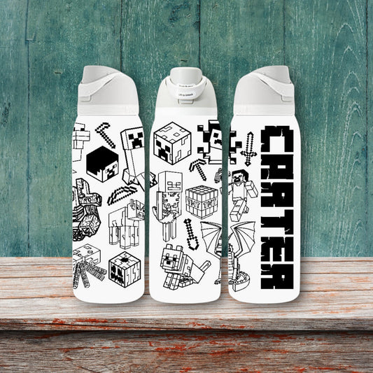 Block Building Laser Engraved Owala Bottle (Personalized w/ Name)