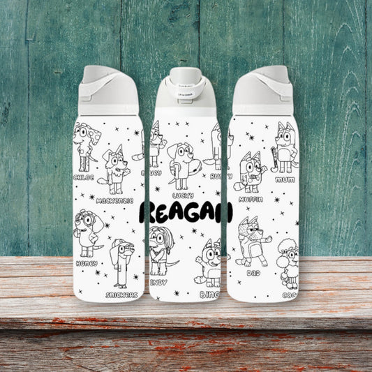 Blue Australian Dog Laser Engraved Owala Bottle - Personalized w/ Name