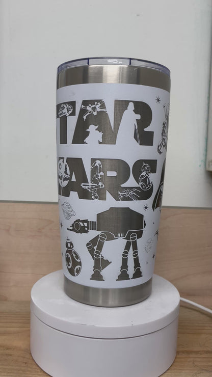 Space Battle Laser Engraved Travel Tumbler - Clearance