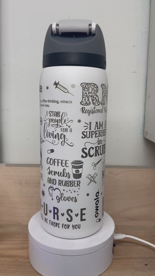 Nurse RN Themed Laser Engraved Owala Bottle - RN CNA Doctor Medical Professional Hospital Worker