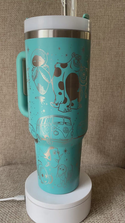 Laser Engraved Pixar 40oz Tumbler w/ Straws