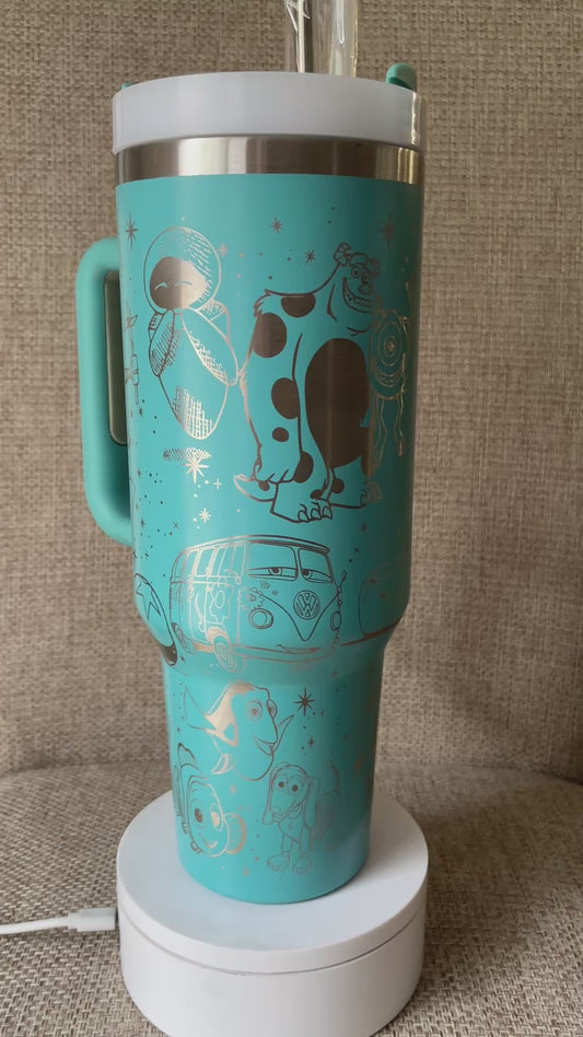 Laser Engraved Pixar 40oz Tumbler w/ Straws