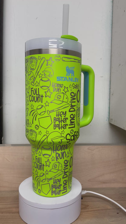 Baseball Sports Doodles Laser Engraved Owala Bottle