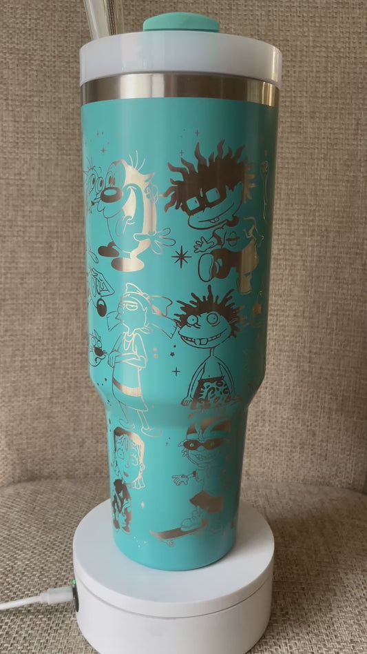 Laser Engraved Nickelodeon 40oz Tumbler w/ Straws