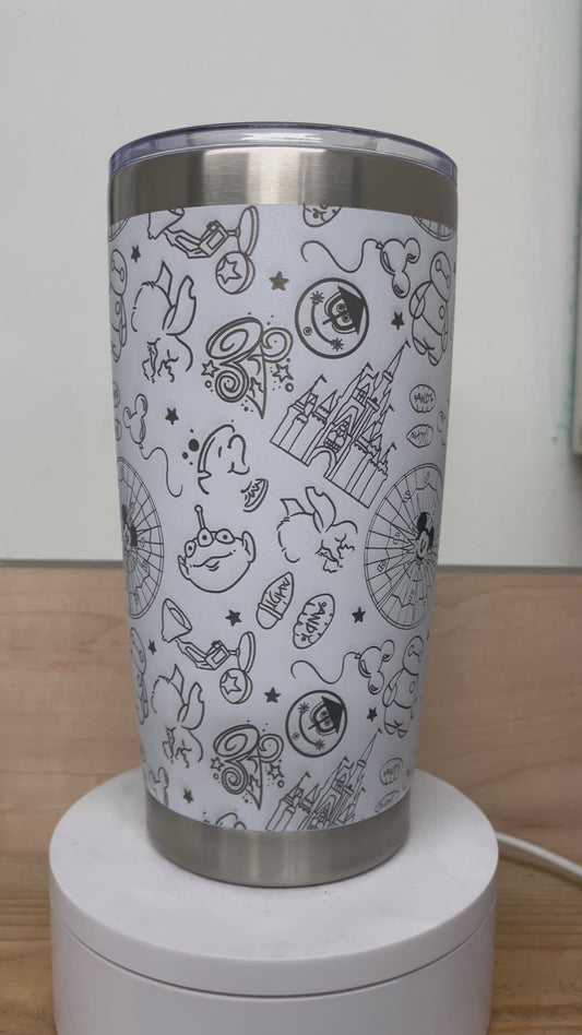 Happiest Place on Earth Doodles - Laser Engraved Travel Tumbler - Clearance