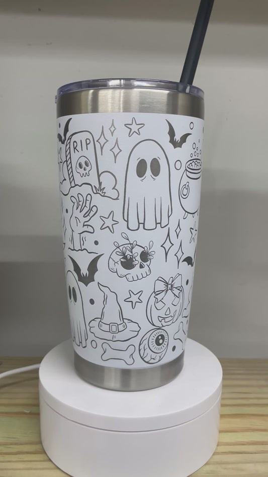 Halloween Doodles Laser Engraved Travel Tumblers (Yeti)