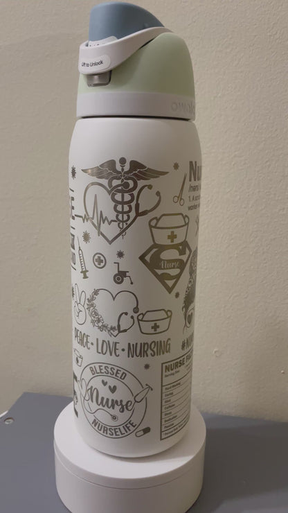 Nurse RN Themed Laser Engraved Owala Bottle - RN CNA Doctor Medical Professional Hospital Worker
