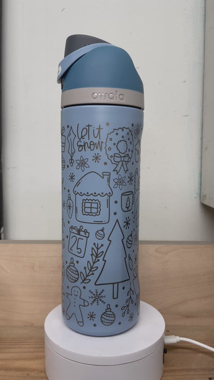 Christmas Doodles Laser Engraved Owala Bottle
